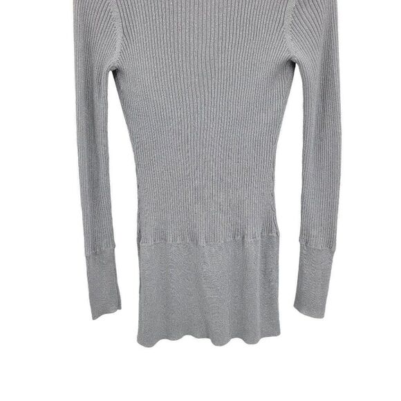 90's Rampage Sweater Gray Silver Metallic Threading Deep Draped Cowl Tunic M - Picture 9 of 12